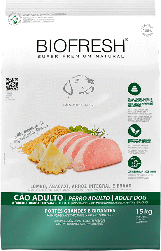 Ração Seca Biofresh Lombo e Abacaxi para Cães Porte Grande e Gigante - 15Kg