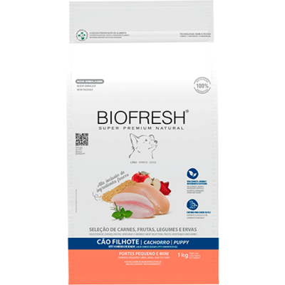 Ração Seca Biofresh Mix de Carne, Frutas, Legumes e Ervas Frescas Cães Filhotes de Raças Pequenas e Minis