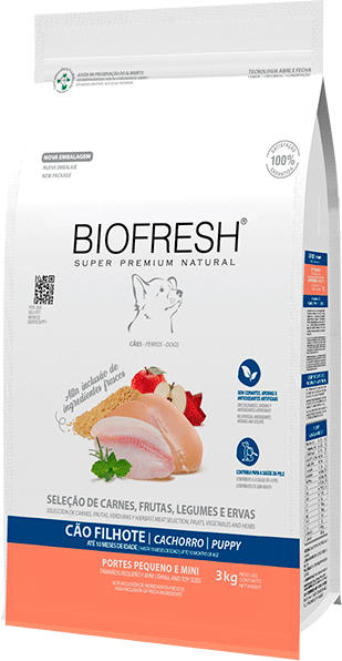 Ração Seca Biofresh Mix de Carne, Frutas, Legumes e Ervas Frescas Cães Filhotes de Raças Pequenas e Minis - 3Kg