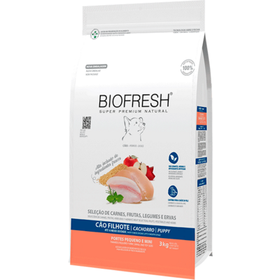 Ração Seca Biofresh Mix de Carne, Frutas, Legumes e Ervas Frescas Cães Filhotes de Raças Pequenas e Minis