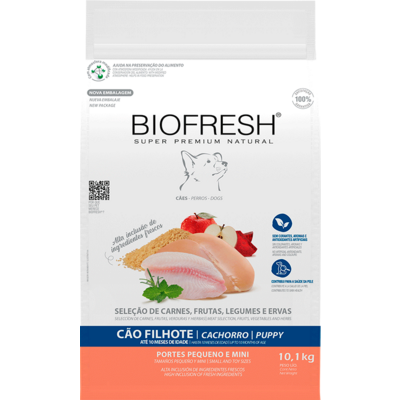 Ração Seca Biofresh Mix de Carne, Frutas, Legumes e Ervas Frescas Cães Filhotes de Raças Pequenas e Minis