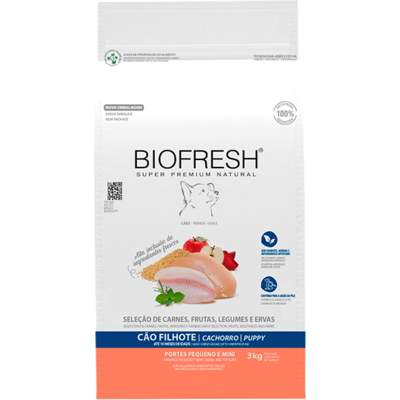 Ração Seca Biofresh Mix de Carne, Frutas, Legumes e Ervas Frescas Cães Filhotes de Raças Pequenas e Minis