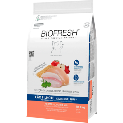 Ração Seca Biofresh Mix de Carne, Frutas, Legumes e Ervas Frescas Cães Filhotes de Raças Pequenas e Minis