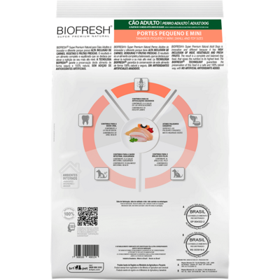 Ração Seca Biofresh Mix de Carne, Frutas, Legumes e Ervas Frescas Cães Adultos de Raças Pequenas e Minis