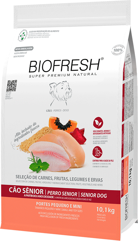 Ração Seca Biofresh Mix de Carne, Frutas, Legumes e Ervas Frescas Cães Sênior de Raças Pequenas e Minis - 10,1Kg