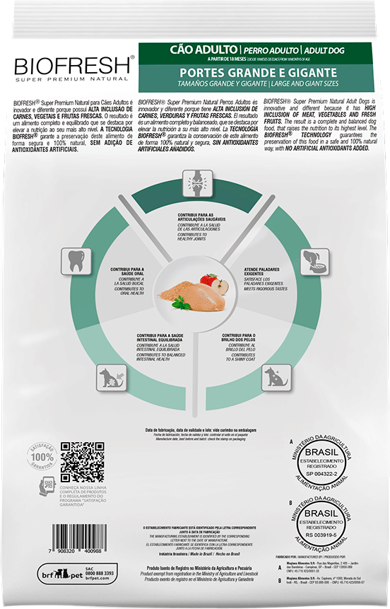 Ração Seca Biofresh Mix de Carne, Frutas, Legumes e Ervas Frescas Cães Filhotes de Raças Médias - 10,1Kg