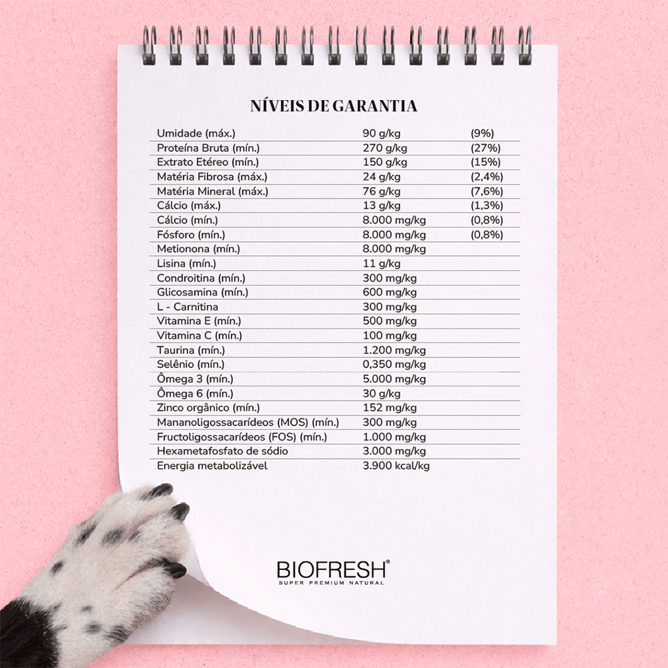 Ração Seca Biofresh Mix de Carne, Frutas, Legumes e Ervas Frescas Cães Adultos de Raças Grandes e Gigantes - 15Kg