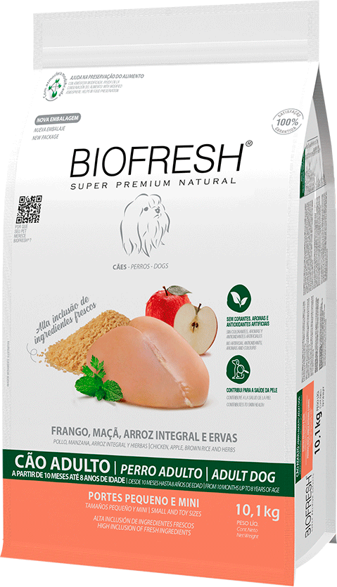 Ração Seca Biofresh Frango, Maçã, Arroz integral e Ervas Cães Adultos Raças Pequenas e Minis - 10,1Kg