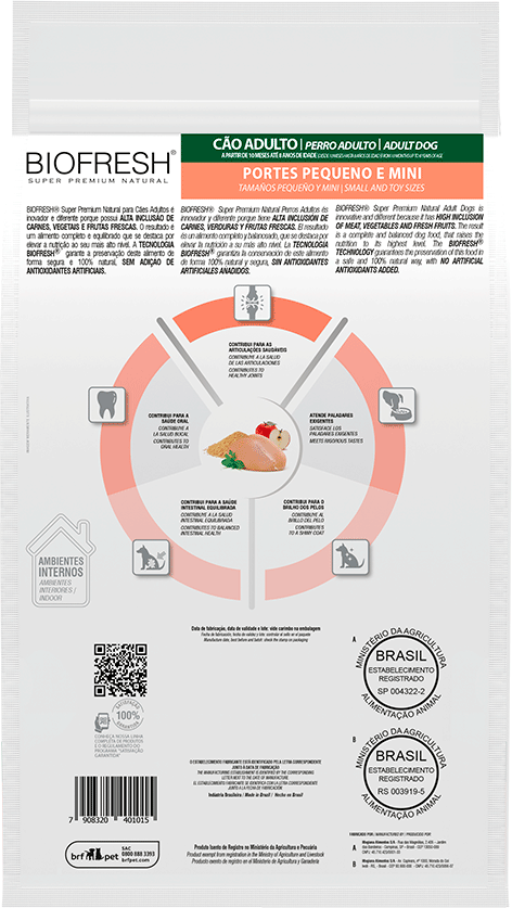 Ração Seca Biofresh Frango, Maçã, Arroz integral e Ervas Cães Adultos Raças Pequenas e Minis - 10,1Kg