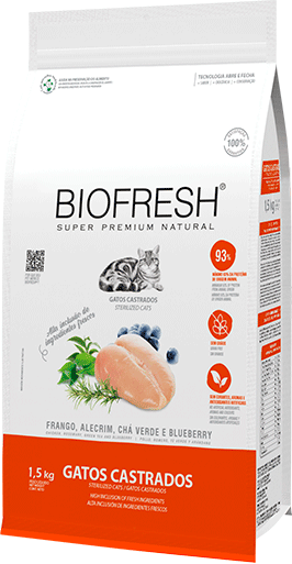 Ração Seca Biofresh Frango Fresco, Alecrim, Chá Verde e Blueberry para Gatos Castrados - 1,5Kg