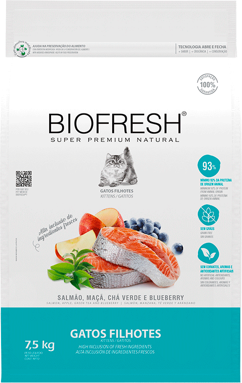 Ração Seca Biofresh Salmão, Maçãs, Chá Verde e Blueberry para Gatos Filhotes - 7,5Kg