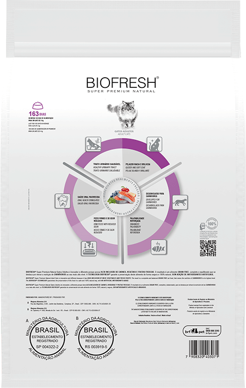 Ração Seca Biofresh Salmão, Maçãs, Orégano e Blueberry para Gatos Adultos - 7,5Kg