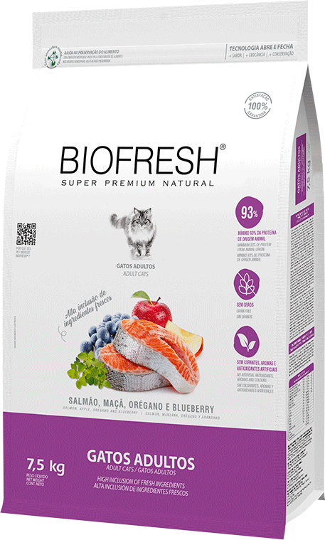 Ração Seca Biofresh Salmão, Maçãs, Orégano e Blueberry para Gatos Adultos - 7,5Kg