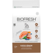 Ração Seca Biofresh Peixe Branco, Salmão, Chá Verde, Cúrcuma e Blueberry para Gatos Sênior - 1,5Kg