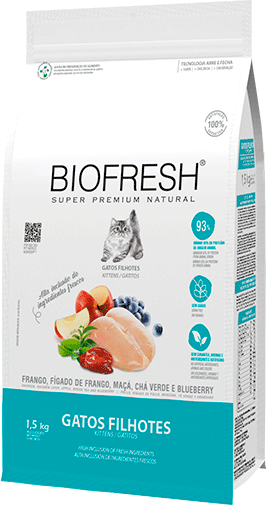 Ração Seca Biofresh Frango, Fígado de Frango, Maçã, Chá Verde e Blueberry para Gatos Filhotes - 1,5Kg