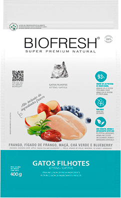 Ração Seca Biofresh Frango, Fígado de Frango, Maçã, Chá Verde e Blueberry para Gatos Filhotes - 400 g