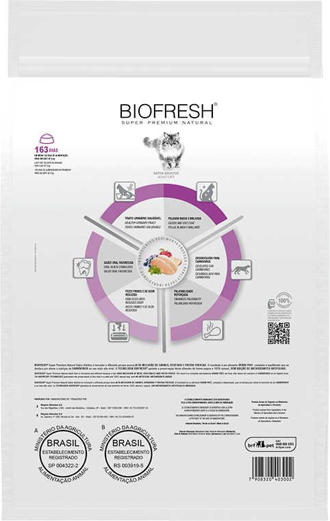 Ração Seca Biofresh Frango Fresco, Maçãs, Orégano e Blueberry para Gatos Adultos - 7,5Kg