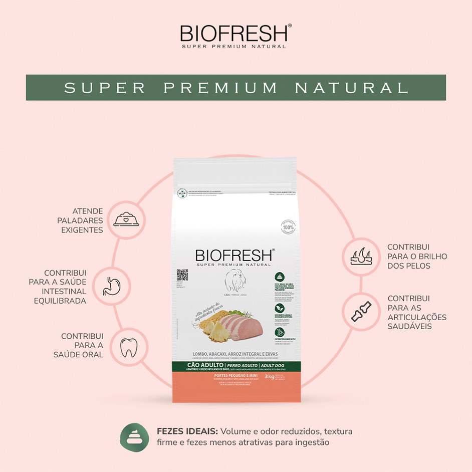 Ração Seca Biofresh Lombo e Abacaxi para Cães Porte Mini e Pequeno - 10,1Kg