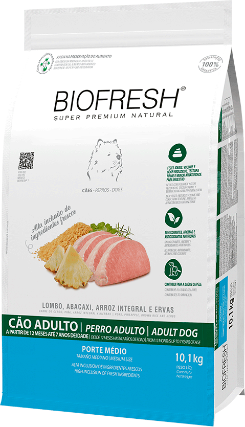 Ração Seca Biofresh Lombo e Abacaxi para Cães Porte Médio - 10,1Kg