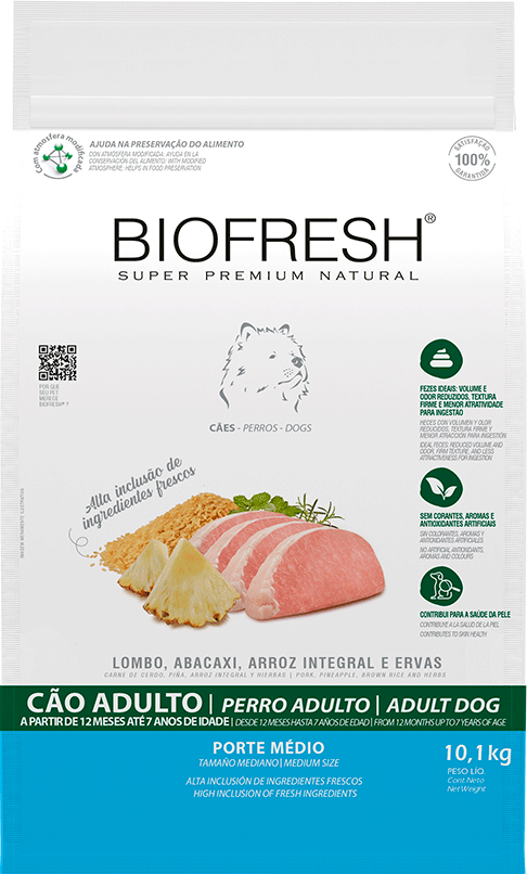 Ração Seca Biofresh Lombo e Abacaxi para Cães Porte Médio - 10,1Kg