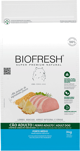 Ração Seca Biofresh Lombo e Abacaxi para Cães Porte Médio - 3Kg