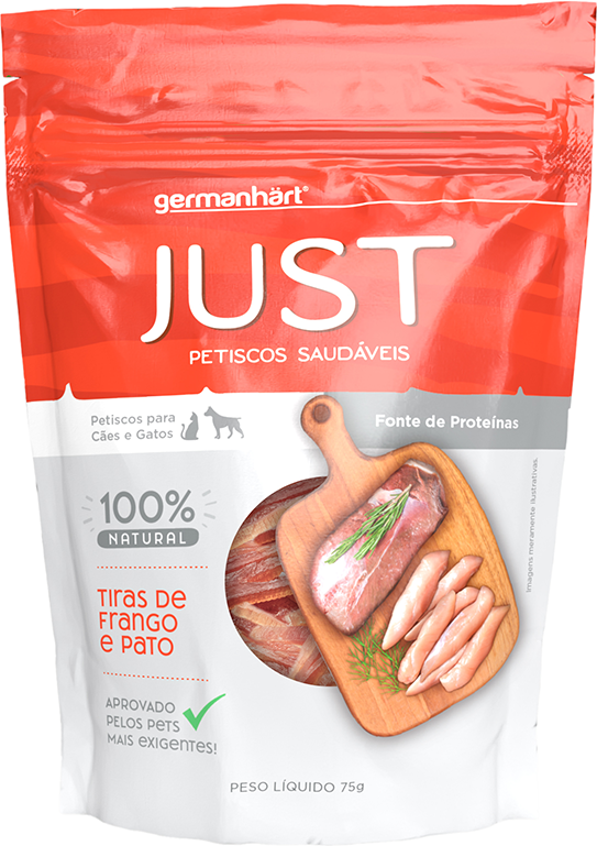 Petisco Natural Just sabor Mix de Pato e Frango para Cães e Gatos - 75 g