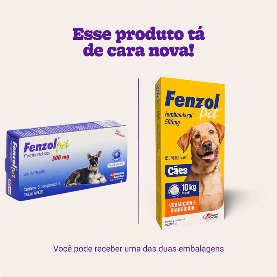 Antiparasitário Fenzol Pet 500 mg para Cães - 6 Comprimidos