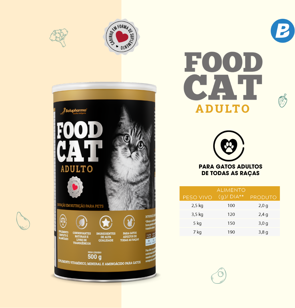Suplemento Alimentar Botupharma Food Cat para Gatos Adultos - 100 g