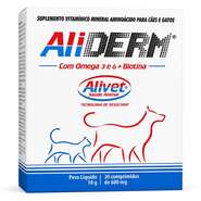 Suplemento Vitamínico Alivet Aliderm com Ômega 3 e Biotina para Cães e Gatos - 30 Cápsulas