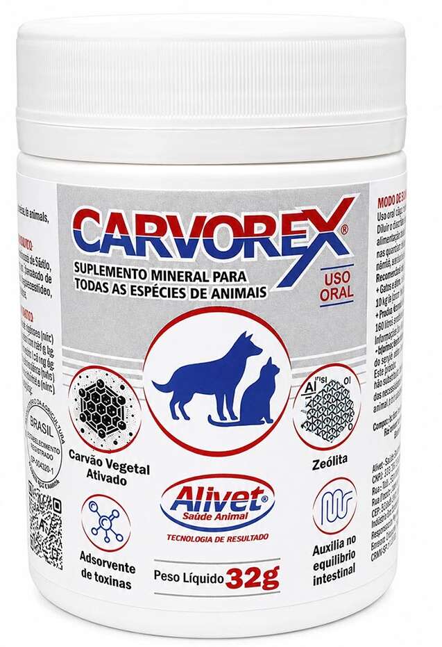 Suplemento Vitamínico Alivet Carvorex para Cães e Gatos - 32 g