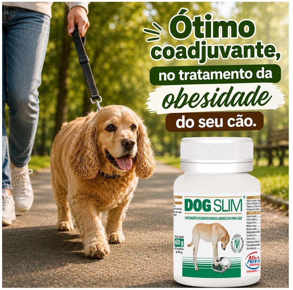 Suplemento Vitamínico Mineral Aminoácido Alivet Dog Slim 60 comprimidos - 1.000 mg