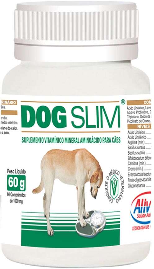 Suplemento Vitamínico Mineral Aminoácido Alivet Dog Slim 60 comprimidos - 1.000 mg