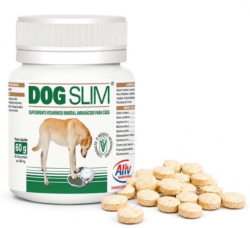 Suplemento Vitamínico Mineral Aminoácido Alivet Dog Slim 60 comprimidos - 1.000 mg