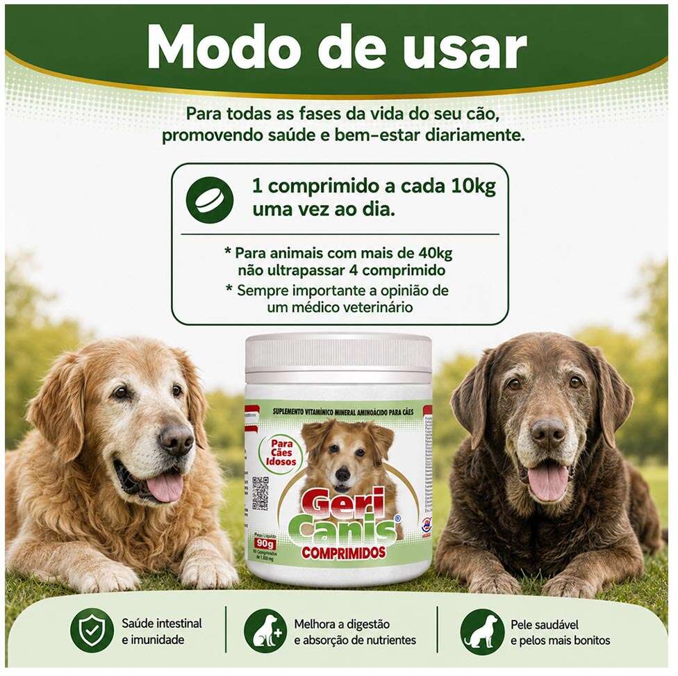 Suplemento Vitamínico Alivet Geri Canis Comprimidos para Cães - 90 g