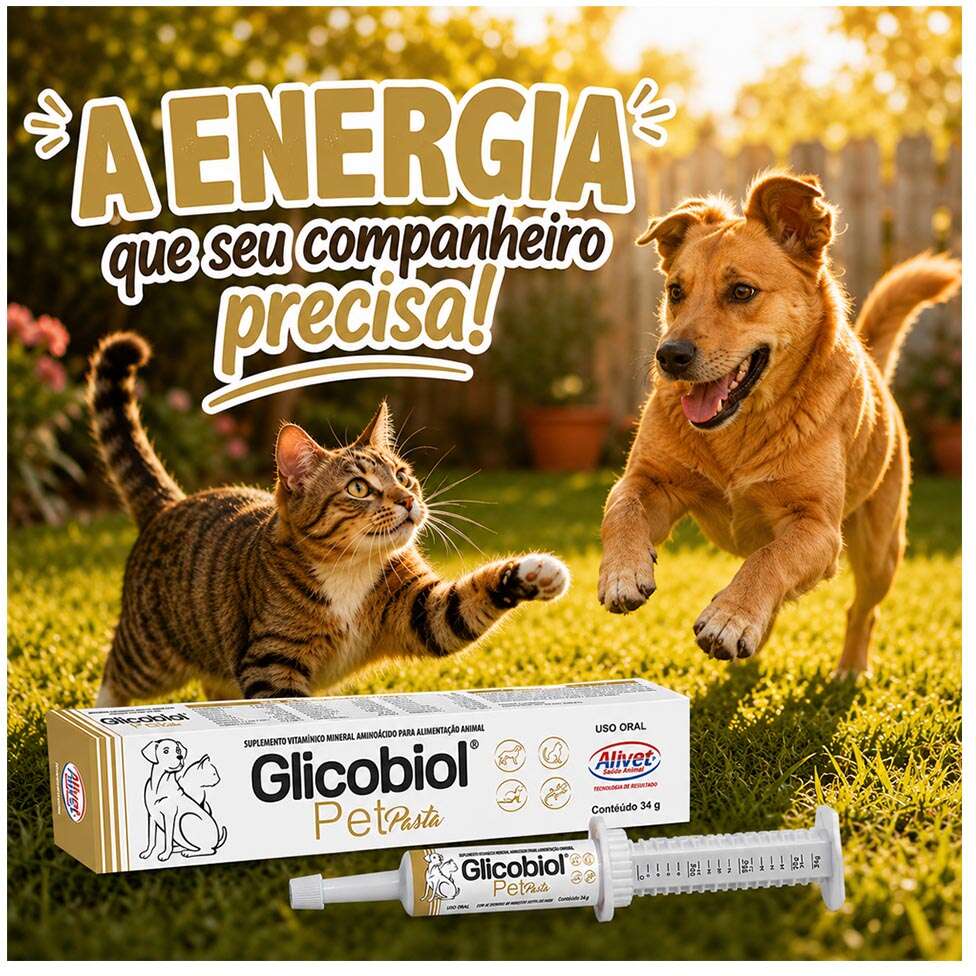 Suplemento Vitamínico Alivet Glicobiol Pet Pasta para Cães e Gatos - 34 g