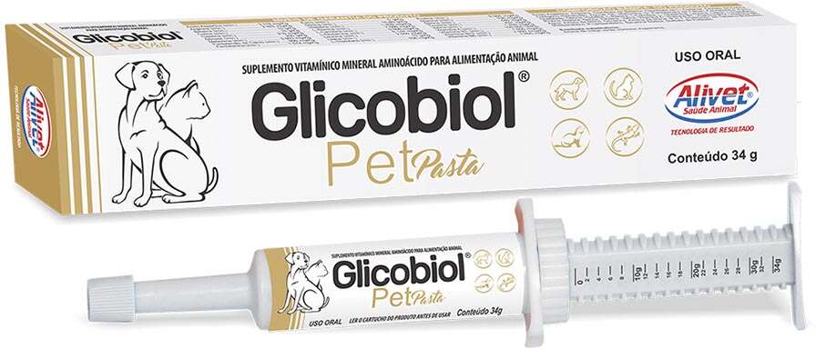 Suplemento Vitamínico Alivet Glicobiol Pet Pasta para Cães e Gatos - 34 g