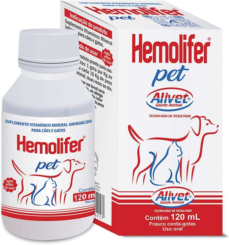 Suplemento Vitamínico Alivet Hemolifer para Cães e Gatos - 120 mL