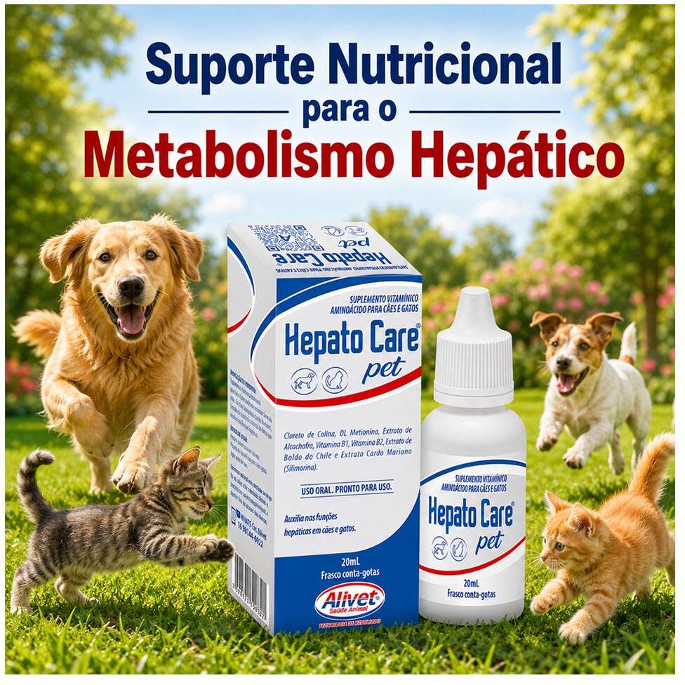 Suplemento Vitamínico Alivet Hepato Care para Cães e Gatos - 20 mL