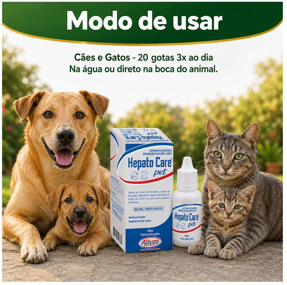 Suplemento Vitamínico Alivet Hepato Care para Cães e Gatos - 20 mL