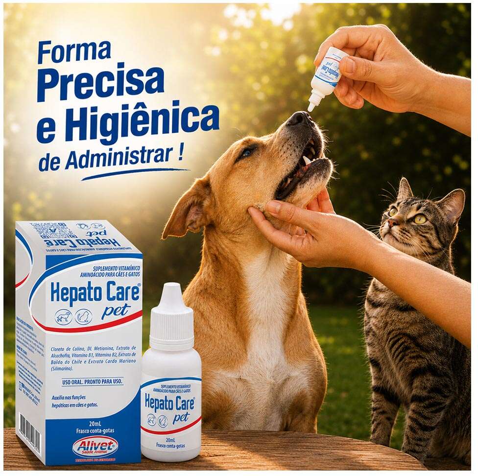 Suplemento Vitamínico Alivet Hepato Care para Cães e Gatos - 20 mL