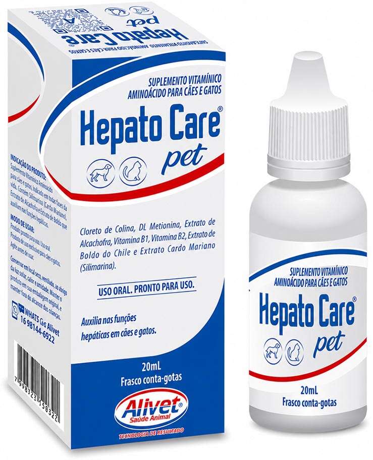 Suplemento Vitamínico Alivet Hepato Care para Cães e Gatos - 20 mL