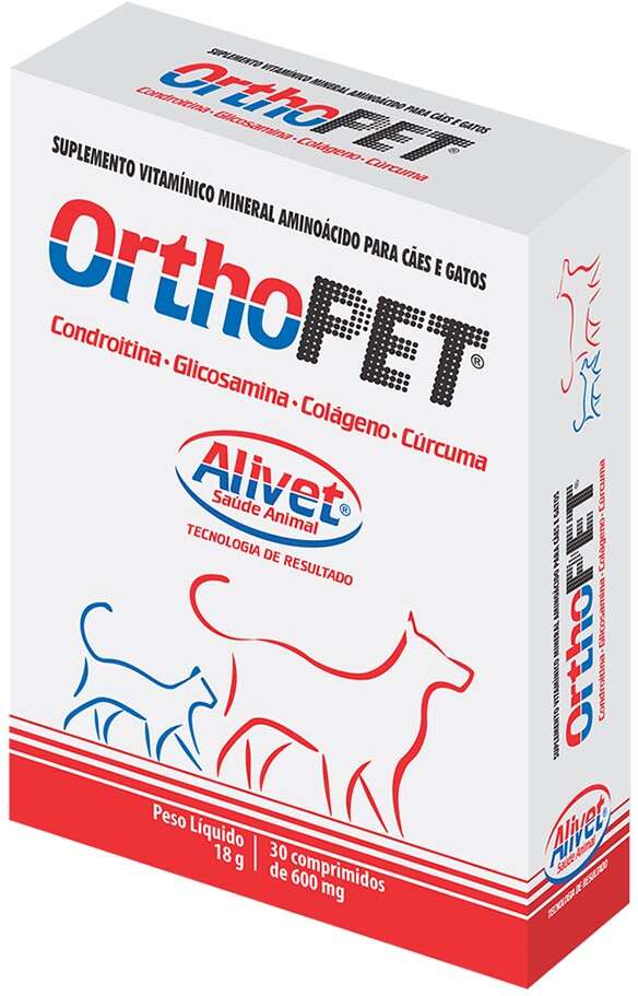 Suplemento Vitamínico Alivet OrthoPet Condroitina e Glicosamina para Cães e Gatos - 30 Cápsulas