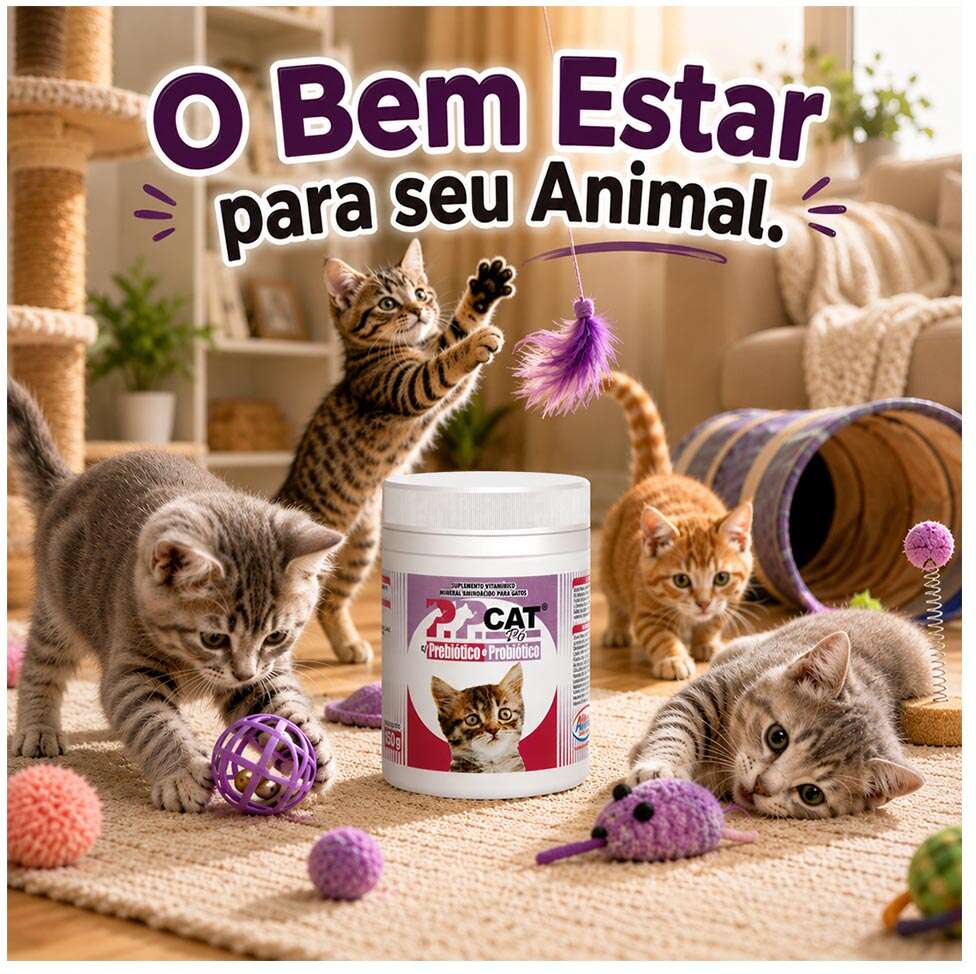 Suplemento Vitamínico Alivet P.P. Cat Prebiótico e Probiótico para Gatos - 150 g