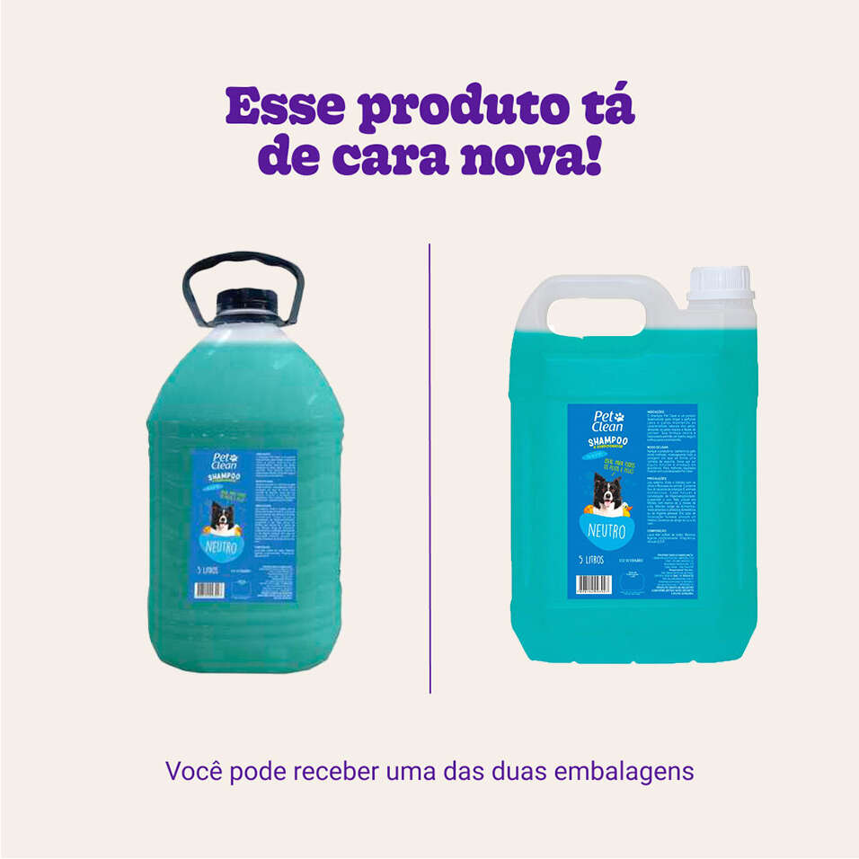 Shampoo e Condicionador Pet Clean Neutro para Cães e Gatos - 5 Litros