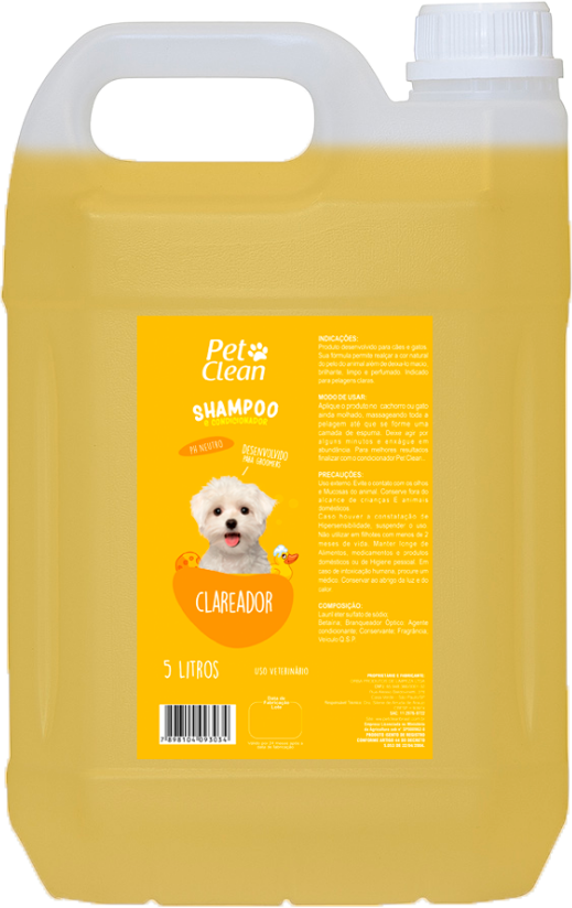 Shampoo e Condicionador Pet Clean Clareador para Cães e Gatos - 5 Litros