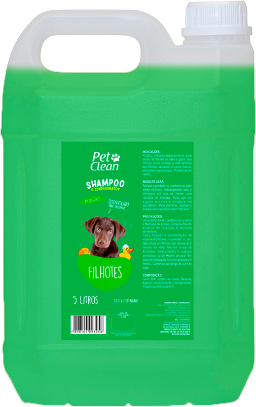 Shampoo e Condicionador Pet Clean Filhotes para Cães e Gatos - 5 Litros
