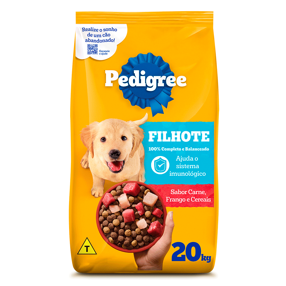 Ração Pedigree Carne Frango e Cereais Cães Filhotes - 20Kg