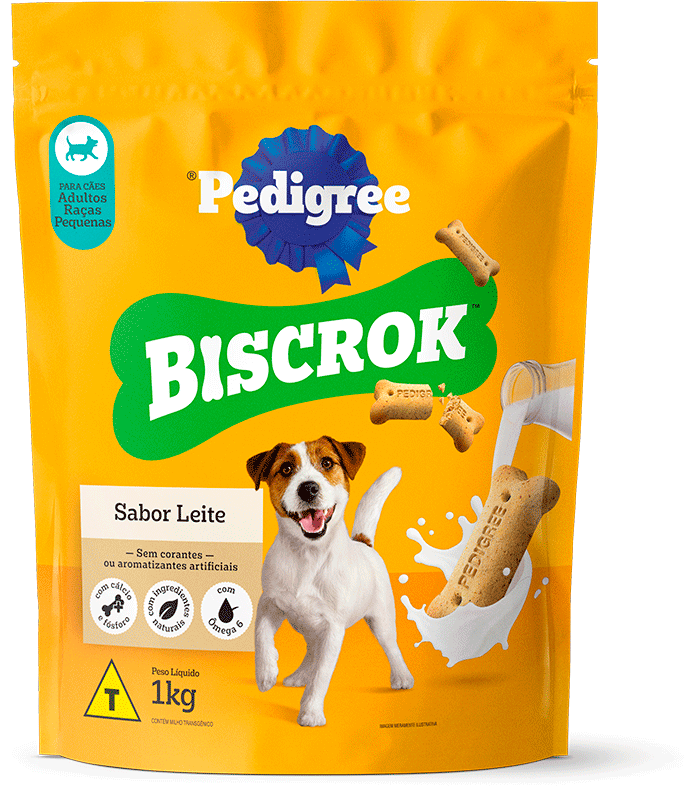Biscoito Pedigree Biscrok para Cães Adultos Porte Pequeno Sabor Leite - 1Kg