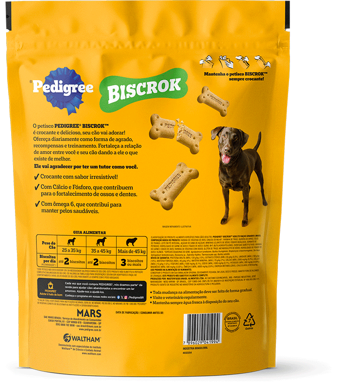 Biscoito Pedigree Biscrok para Cães Adultos Porte Grande Sabor Leite Maxi - 1Kg