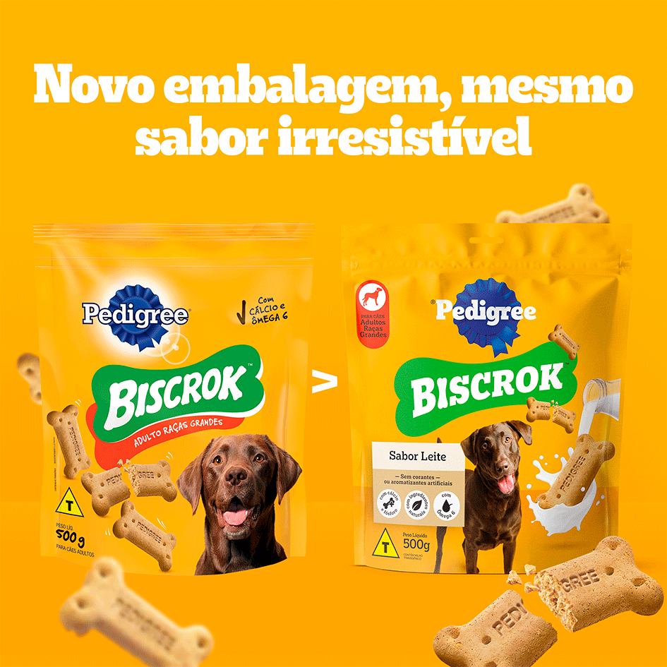 Biscoito Pedigree Biscrok para Cães Adultos Porte Grande Sabor Leite Maxi - 1Kg